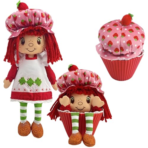 Strawberry Shortcake: Pop n Flip - Strawberry Shortcake - 9 Plush Doll - 2-in-1: Muffin Opens Into Soft Companion Play & Cuddle Kid-Baby-Toddler
