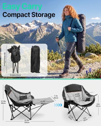 HOPERAN Silla de Camping Sobredimensionada con Reposapiés, Capacidad 500 lbs, Silla Acolchada para Jardín miniatura 2