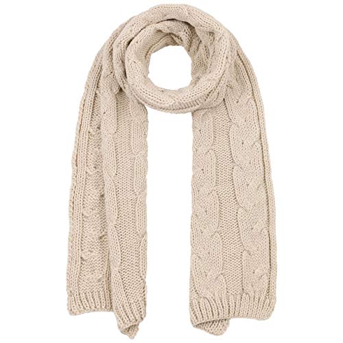 McBurn Britta Zopfstrickschal Schal Strickschal Damenschal Winterschal Wollschal Damen - Norwegerschal Herbst-Winter - One Size hellbeige Cover