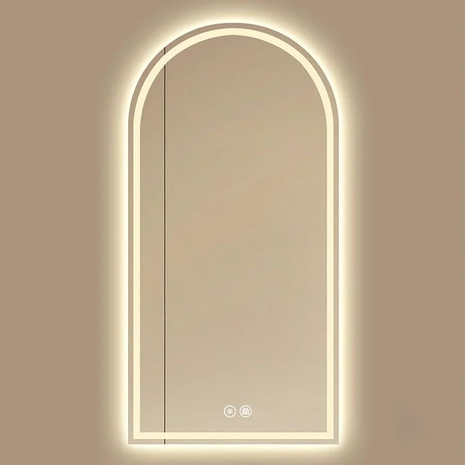 FGXHHS 40x70cm, Arched LED Makeup Mirror, Wall Mounted with Anti-Fog Function, 3 Color Lighting Modes (Natural/Warm/Cool), Dimmable Illuminated for Living Room, Bedroom, Entryway