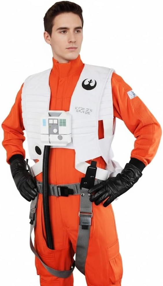 Costumeteers Star War X-Wing Resistance Pilot Costume Jumpsuit Chestbox Vest Gloves Harness