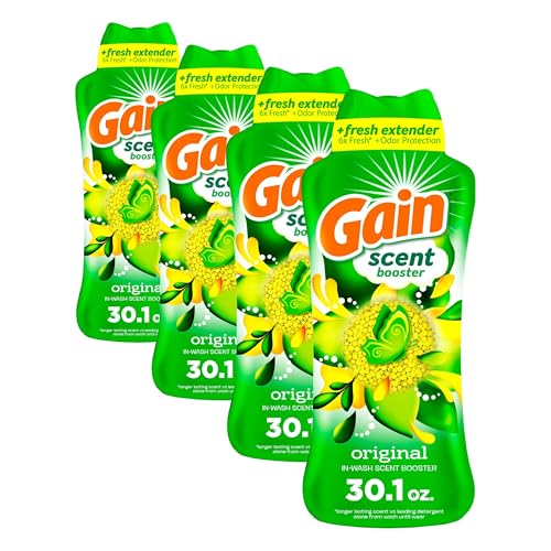 Image of Gain In-Wash Laundry Scent Booster, Original Scent, 30.1 OZ, Fresh Extender + Odor Protection (Pack of 4)