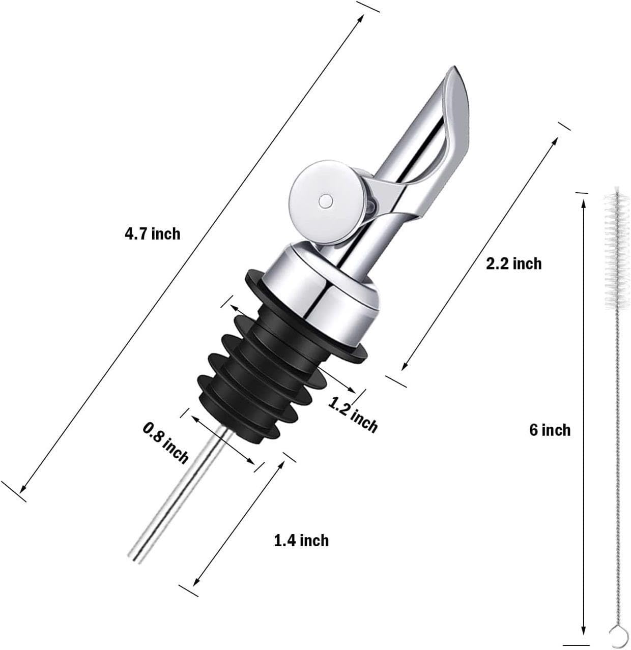 6PCS Weighted Liquor Bottle Pourers, Auto Flip Olive Oil Spout, Stainless Steel Olive Oil Dispenser Spout, Alcohol Pourer Spouts, Liquor Pourers for Suitable About 3/4" Bottle Mouth
