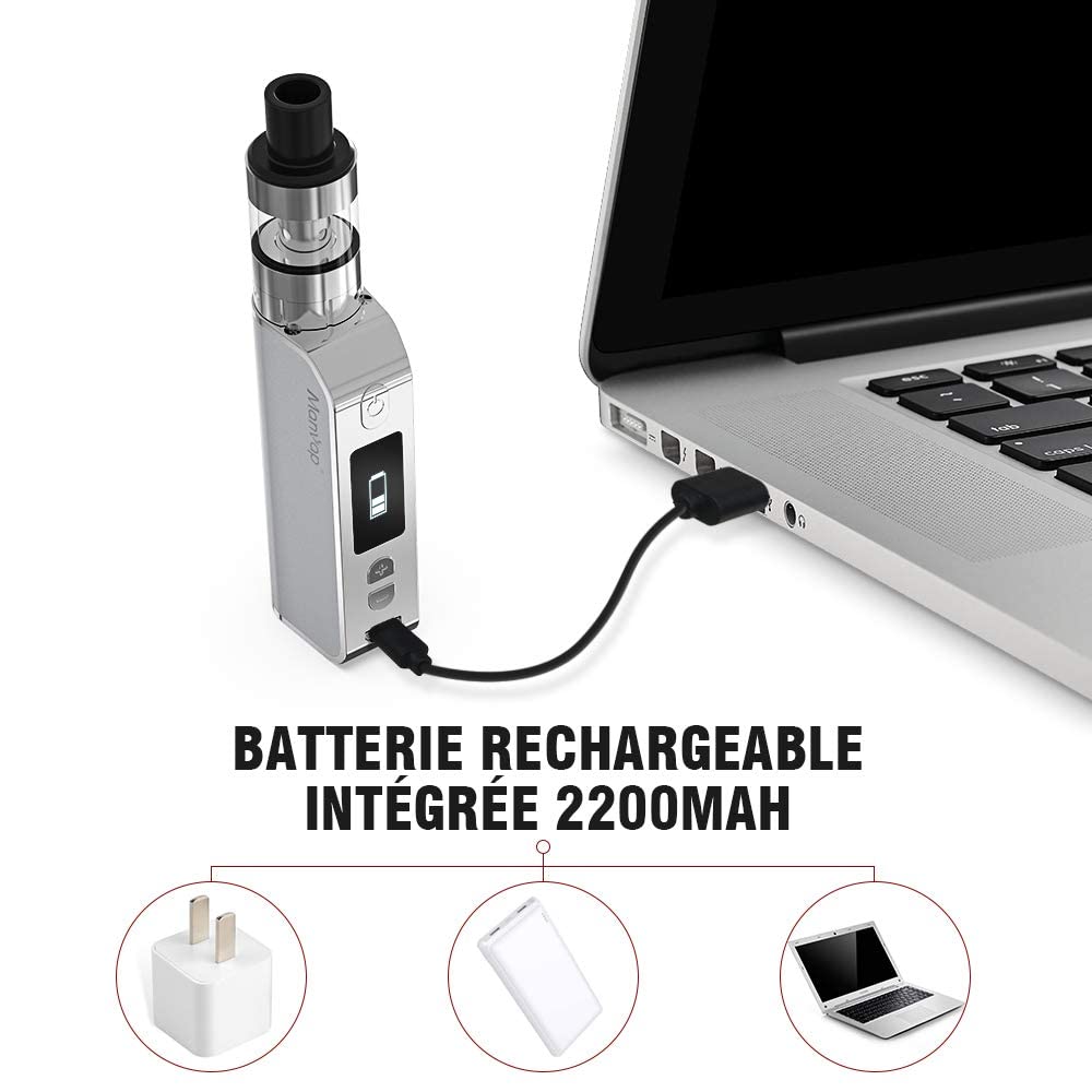 Manvap Cigarette lectronique Kit Complet- 80W GENT Vape E Avec 6x10ml E  liquide, 0.3Ohm d'Atomiseurs, Top Fill 2ml, Sans Nicotine(Silver) :  Amazon.fr: High-Tech