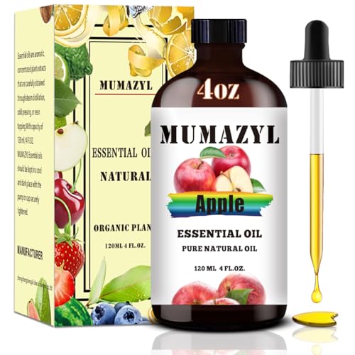 Apple Essential Oil Apple Oil 4 Fl Oz 120ML for Diffuser Humidifier Yoga Cleaning DIY Candle Soap Making MUMAZYL Essential Oils