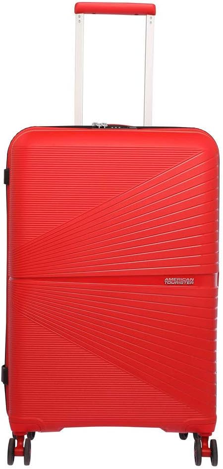 AIRCONIC 67 Cms Spinner Polypropylene Hardsided Medium Check-in Luggage Bag | Suitcase|Trolley Bag, Red