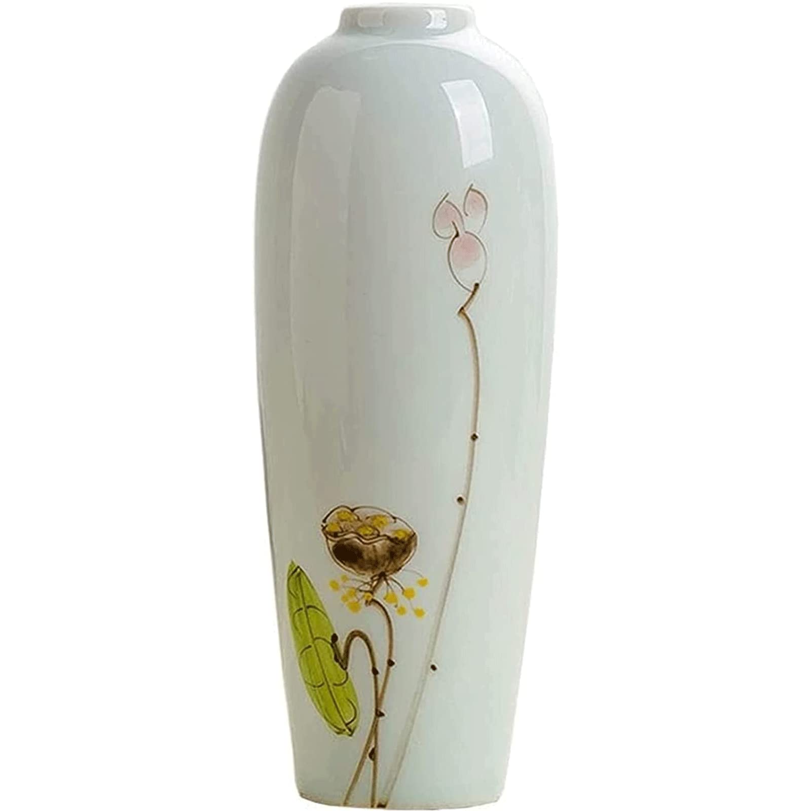 Ngdfgr As Known Fashion Chinese Style The Vase White Ceramic Flower Vases Hand Painted Lotus Vase Home Restaurant Coffee Table ?Desktop Decoration Decoration (C),C