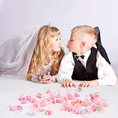 50pcs Kids Rings for Girls, Kids Jewelry for Little girls Toddlers, Girl Pretend Play and Dress up Rings, Little Girls Gift with Heart Shape Box, Top Toys Unique Gifts for 3 4 5 6 7 8 9 Year Old Girls - Thumbnail 3