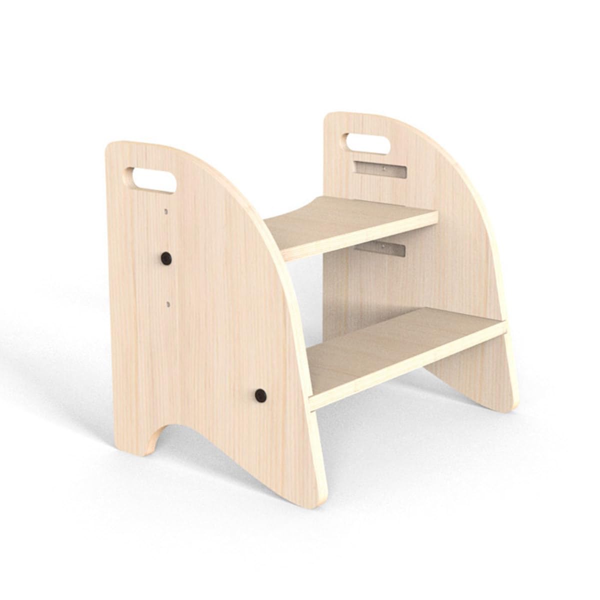 StepIn 2'si 1 Arada Ahşap Basamak ve Tabure Naturel, montessori basamak, doğal ahşap, hafif, 80 kg taşıma kapasitesi, banyo taburesi