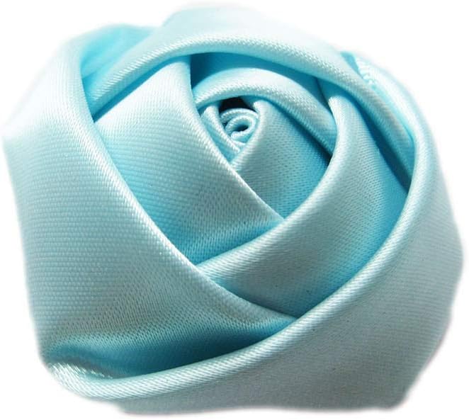 YYCRAFT Pack of 30 Satin 4d Rose 1.5" Craft Wedding Bride (Baby Blue)