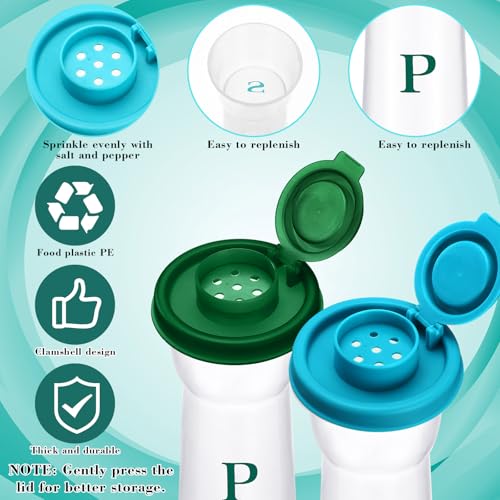 Image of Set of 2 Plastic Salt and Pepper Shakers with Lids Large Salt Shaker Pepper Container Vintage Tall Hourglass Camping Picnic Outdoors Travel Spice Set for Home Picnic Kitchen(Classic,Teal and Green)