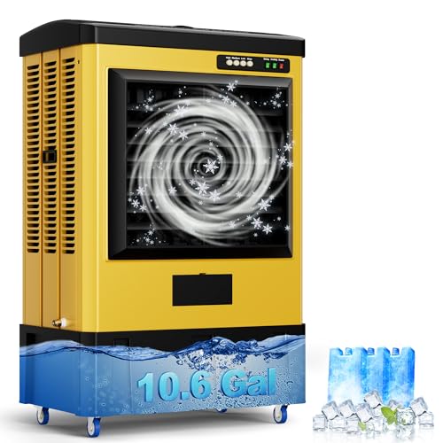 MEPTY 4800CFM Swamp Cooler, Evaporative Air Cooler with Continuous Auto Fill, Portable Evaporative Cooler for Commercial, Industrial, Garage, Patio Use, Outdoor Air Conditioners MEPTY 4800CFM Swamp Cooler, Evaporative Air Cooler with Continuous Auto Fill, Portable Evaporative Cooler for Commercial, Industrial, Garage, Patio Use, Outdoor Air Conditioners