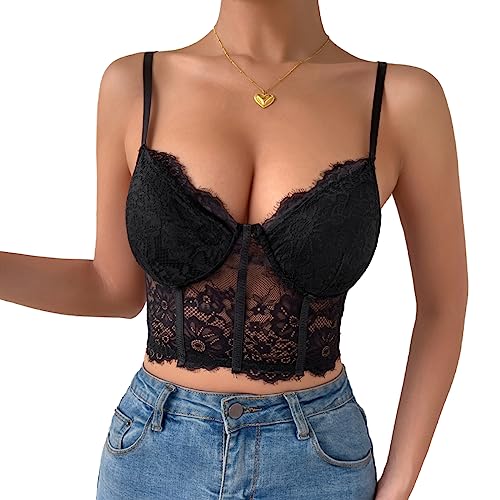 Rongseng Crop Tops Damen Sexy Spitze Bauchfrei Camilose Top...