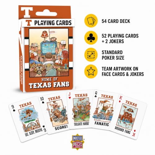 Image of Masterpieces Officially Licensed NCAA Texas Longhorns Playing Cards for Fans - 54 Card Deck for Adults
