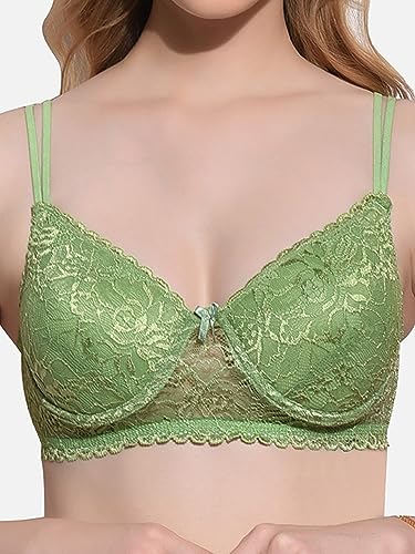 Image of FIMS - Fashion is my style Women Cotton Lycra Floral Lace Lightly Padded Bra Wired Seamless Fullcoverage Multicolor Cup- B