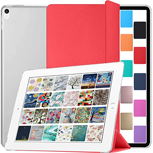 Image of DuraSafe Cases for iPad 10.5 Inch 2017 Air 3 2019 [ PRO 10.5 Air 3rd Gen ] A1701 A2152 A2123 MUUL2HN /A MUUK2HN /A MUUJ2HN /A MQDX2HN /A MQDY2HN /AiPad Cover with Translucent Frosted Hard Back - Red