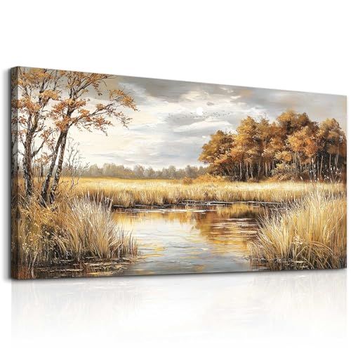 ERQINHUA Canvas Wall Art For Living Room Bedroom Wall Decor For Office Farmhouse Mural Lake Surface Landscape Painting Artwork Pictures Dining Room Hallway Home Decoration Ready To Hang 20x40 In