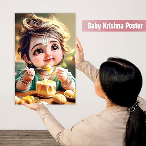 Image of Twinster Bal krishna Posters Photo for Pregnant Women, Baby Poster Self Adhesive (Size 45 cm by 30 cm) Pack of 1 (Design 17)