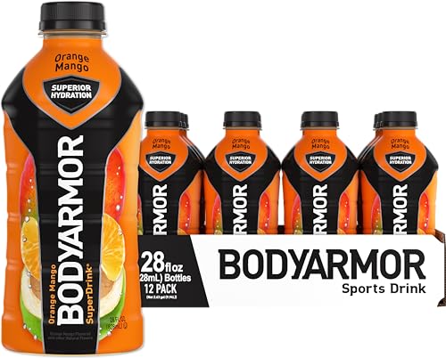 Image of BODYARMOR Sports Drink Sports Beverage, Orange Mango, Coconut Water Hydration, Natural Flavors With Vitamins, Potassium-Packed Electrolytes, Perfect For Athletes, 28 Fl Oz (Pack of 12)