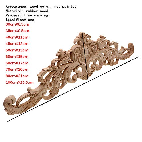 European Style Real Wood Long Floral Carving Applique Home Decoration Accessories Door Cabinet Furniture Figurines 100X265Cm #TOP3