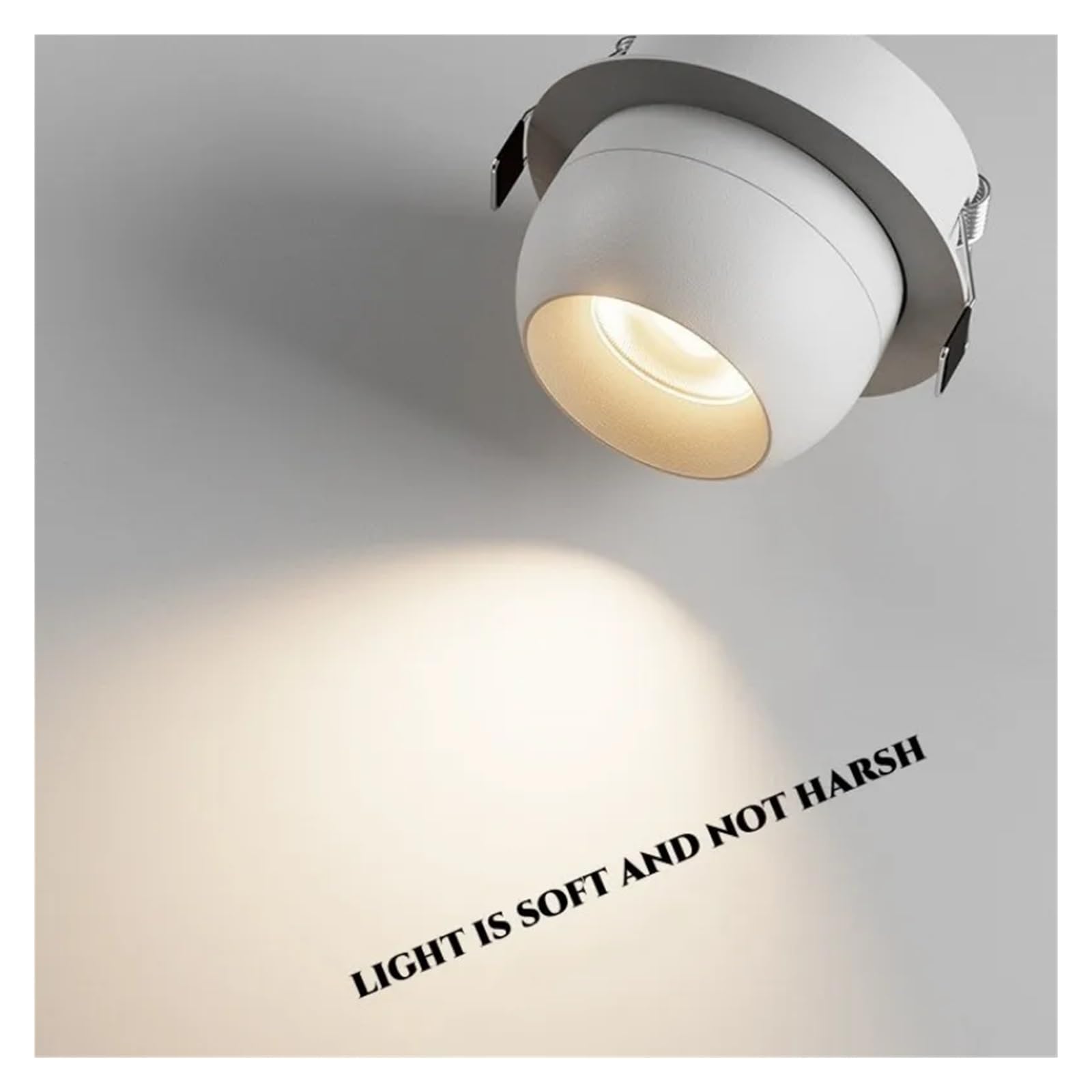 Round 355 Angle Rotate Dimmable LED COB Recessed Downlight 7W 9W 12W Ceiling Spot Light Background For Indooor Living Room(Black,NATURAL WHITE_10W)