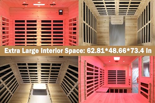 Image of LTCCDSS Full Spectrum Outdoor Sauna 4 Person, Far Infrared Sauna, Low EMF Sauna Room for Home, Low EMF Heaters | Chromotherapys | Bluetooth Speakers | Canadian Hemlock | 73.09 * 48.66 * 83.5 in
