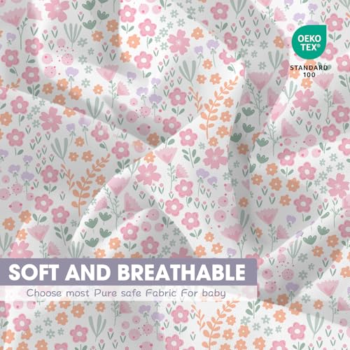 Image of Bimocosy Crib Sheets 4 Pack, Baby Crib Sheets Fitted for Boys and Girls Breathable & Snug Fit, Soft Toddler Bed Sheets for Standard Crib Mattress Nursery Daycare Essentials, Butterfly Bloom