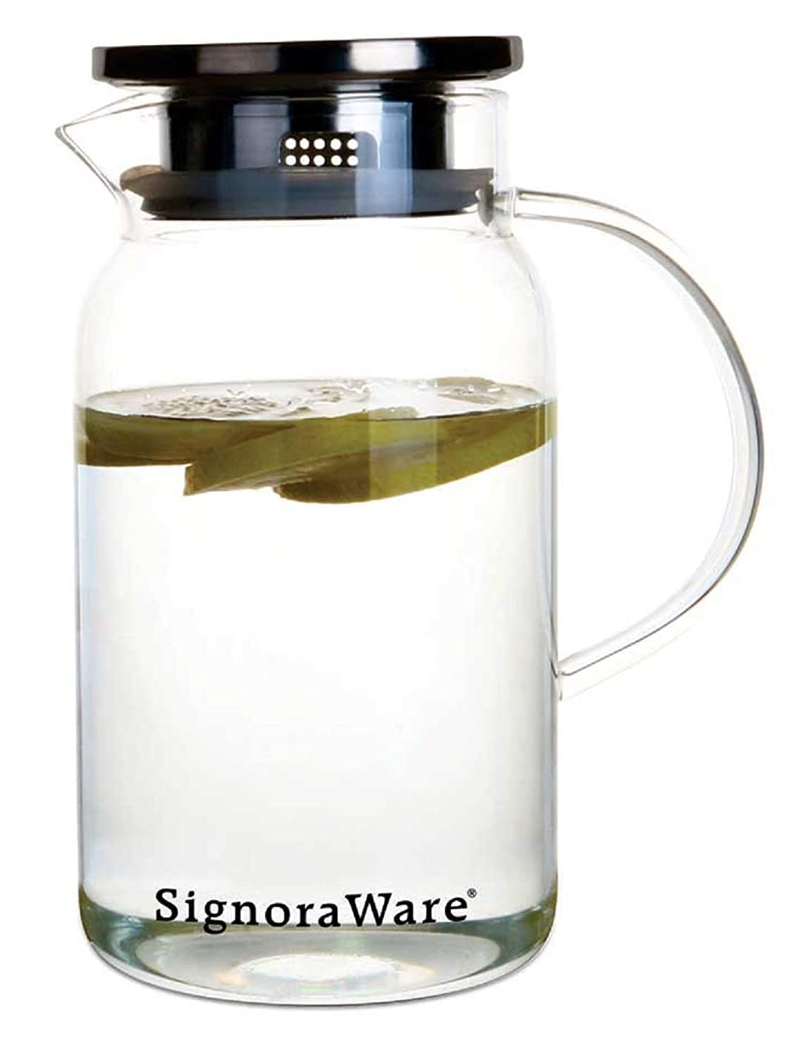 SignoraWare Classy Borosilicate Glass Jug with Steel lid|1200ml|Refrigerator,Microwave&Dishwasher Safe|Heat Resistant|Wide Mouth for easy cleaning|Strong Handle|Ideal for everyday use|Clear (B08BX5XN1H) Amazon Price History, Amazon Price Tracker