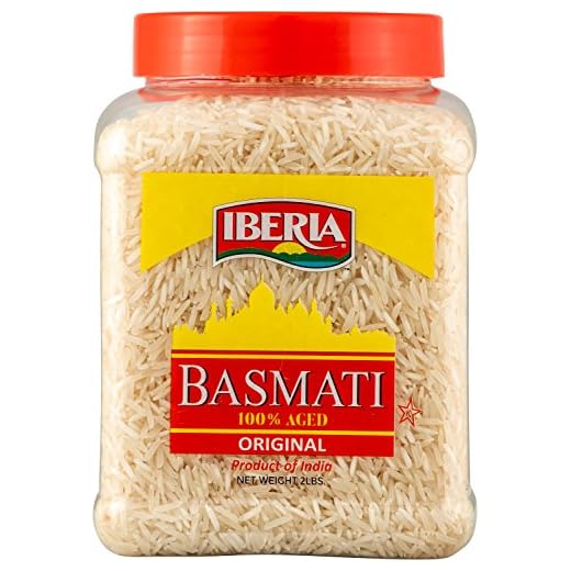 Iberia Basmati Rice Jar, 2 Pounds, Extra Long Grain, Naturally Aged Indian White Basmati Rice, Natural Basmati Rice in Food Grade Jar.