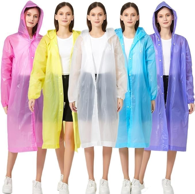 Pinopa Waterproof Rain Coat with Hood, Universal Size, Unisex EVA Portable Suit, 1 Piece-image-1