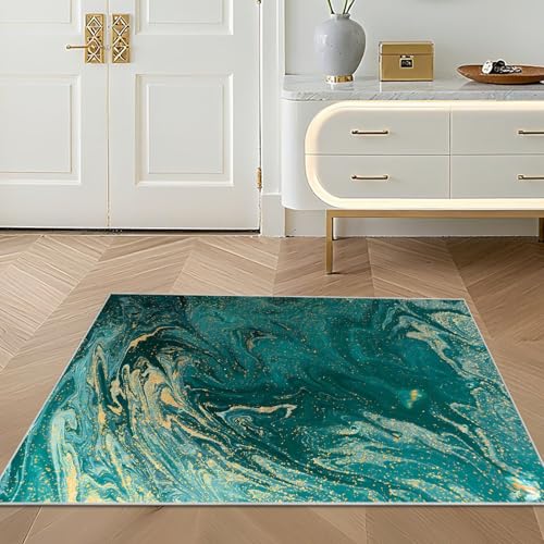 Tapis lavable en machine 130x200cm vert vintage pour salon - 7