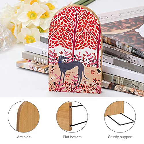 Autunno Levriero Cane Rosa in Legno Libri Ends per...