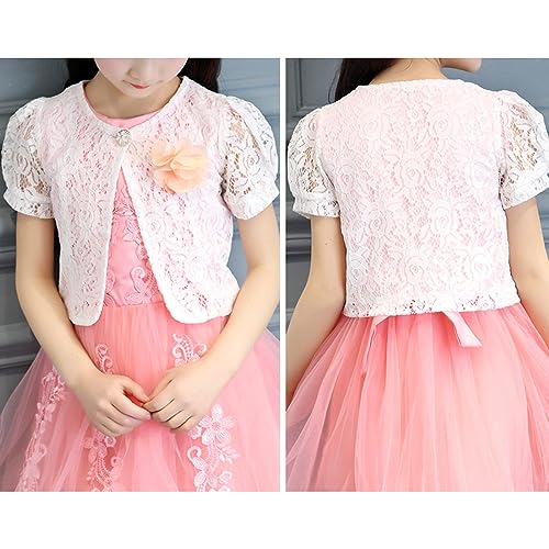 Baby Girls Short Sleeve Bolero Shrug Lace Short Cardigan Flower Girl Dress Cover up3