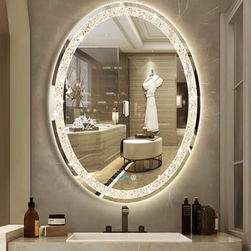 Amazon.com: DIDIDADA 32 x 24 Inch Crystal Oval LED Vanity Mirror with ...
