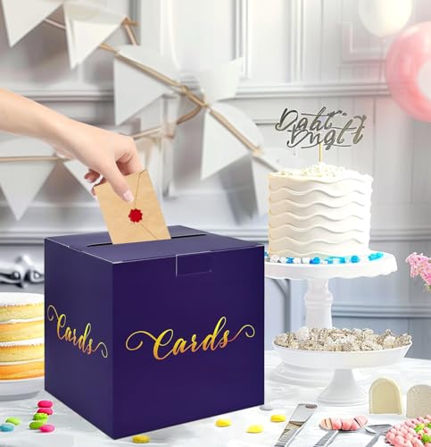 Image of HEIPINIUYE Purple Card Box for Party Gift Card Box Holder Envelope Box for Graduation Wedding Birthday Baby Shower Party Raffle Box