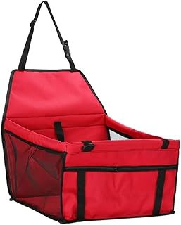 NUOBESTY Bolsa Transportín para Perros de Coche Ajustable y Segura con Diseño de Adaptable para Diferentes Asientos Fácil de Lavar y Secar para Viajes con Mascotas Color Rojo