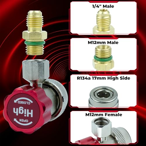 Image of BFXM R134a Quick Coupler Adapter, Car Refrigerant Adapter, High and Low Pressure Fittings for Evacuation and Recharging of R134a Automotive Air Conditioning Systems, 1 /4 inch Flares, Set of 2