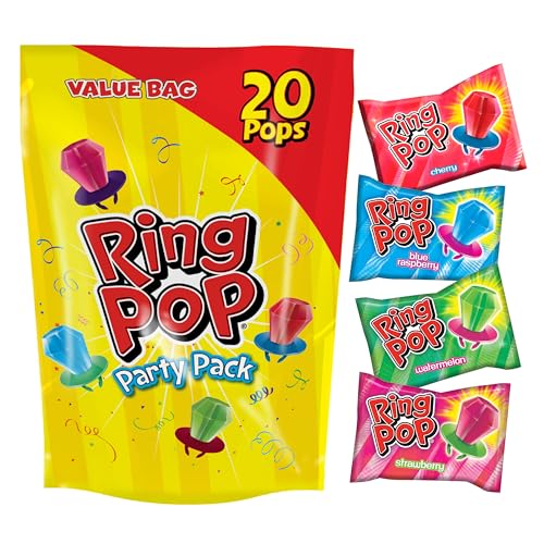 Ring Pop Candy, Easter Lollipops, 20 Ct Party Favors in Assorted Fruity Flavors - Full Size, Fun Hard Candy For Birthday Parties, Party Favors, Easter...