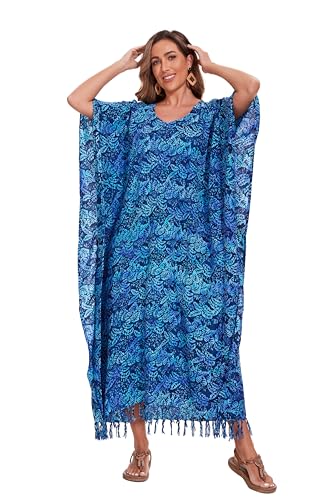 Image of Beautybatik Women Hand Blocked Batik Rayon Caftan Kaftan Bali Loungewear Maxi Plus Size Long Dress XL to 4X