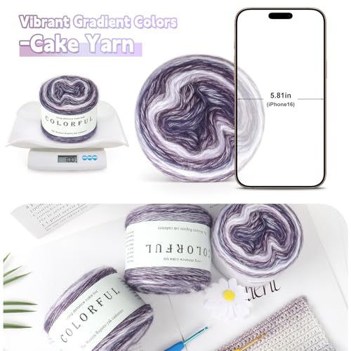 Image of Katech Gradient Cake Yarn for Crocheting Knitting-Multicolor Soft Rainbow Cotton Crochet Yarn-Perfect for Scarves, Shawls, Blankets, and Garments That Stand Out with Style(D)