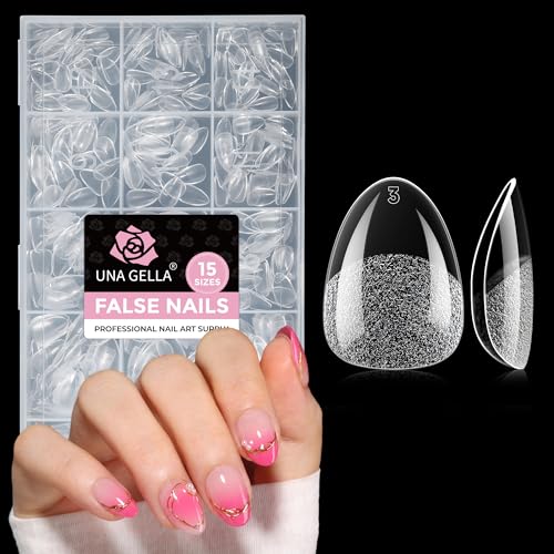Image of UNA GELLA Extra Short Almond Nail Tips Full Cover 450PCS 15 Sizes