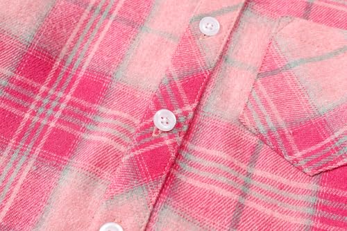 Image of SANGTREE Women and Girls Long Sleeve Flannel Casual Button Down Plaid Shirt