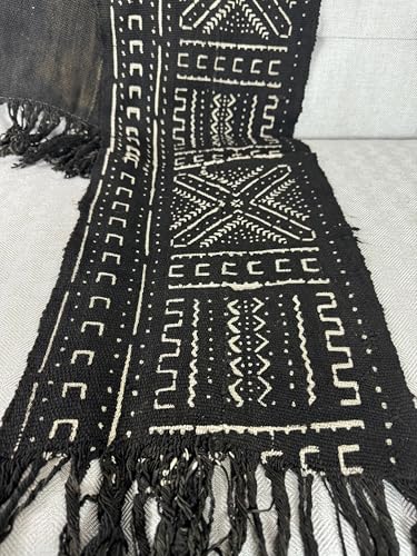 Black African Mudcloth Scarf/Bogolan Boho Scarf/Unisex Handmade Scarf/Bogolan Mudcloth Scarf/Scarves/Gift for Her/Gift for Him/Chrismas Gift3