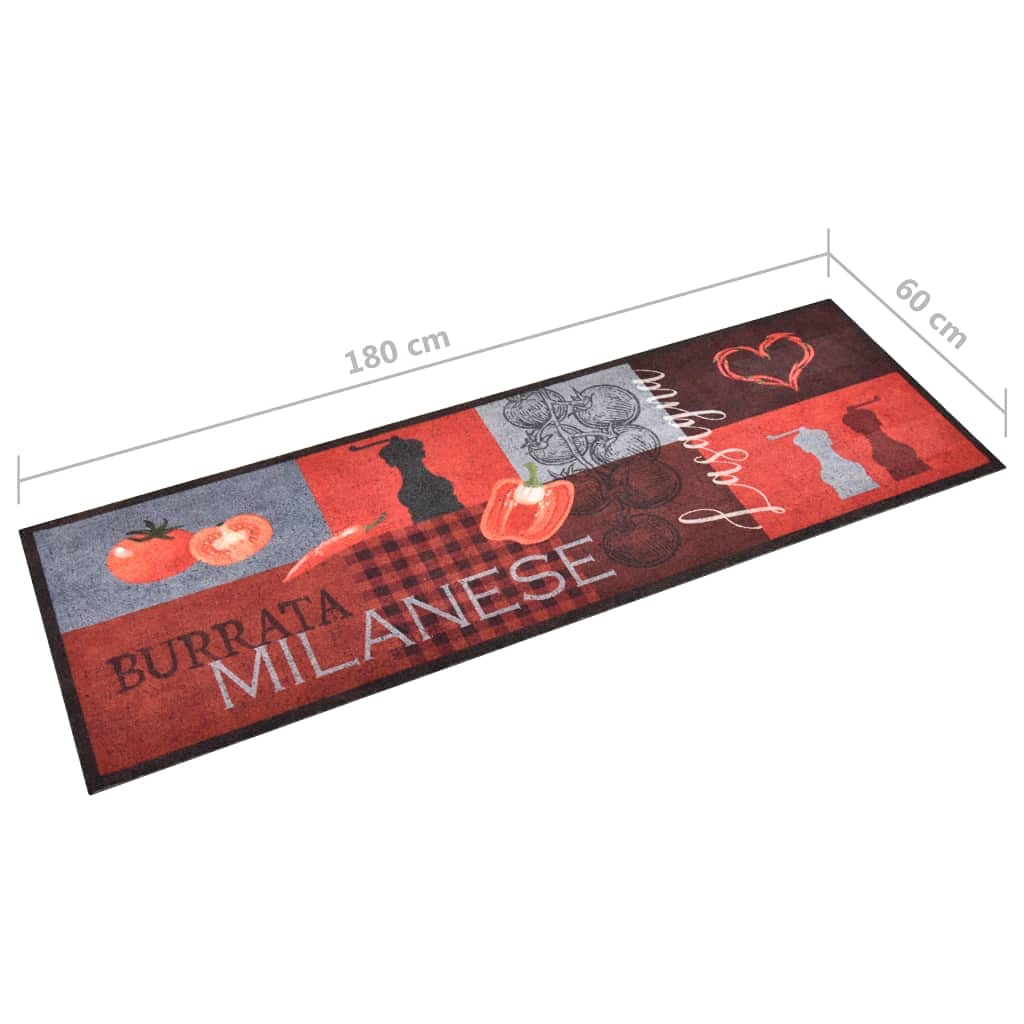 Tappetino da cucina lavabile con motivo pomodoro, 60 x 180 cm, antiscivolo, per corridoio, casa e ingresso, resistente e assorbente