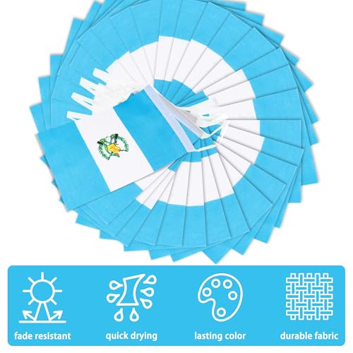 Image of Guatemala String Flag Pennant Banner, Small Mini Guatemalan Flags Bunting Banner, National Country Decoration for School, Party, Sports Events, Patriotic Festival, 33 Feet 30 Flags