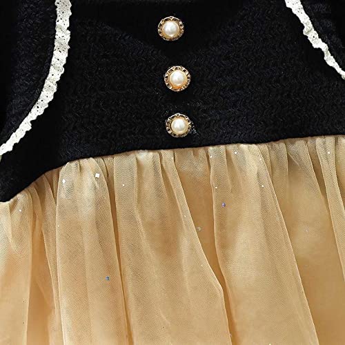 Vestido feminino de princesa de malha de bolinhas com manga bolha para meninas (verde, 80)