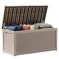 Decksplore 320 Gallon Outdoor Storage Box Patio Deck Box Waterproof, Resin Lockable Outside Large Storage Bin for Pool Cushion Furniture, Garden Tools UV-Resistant, Grey