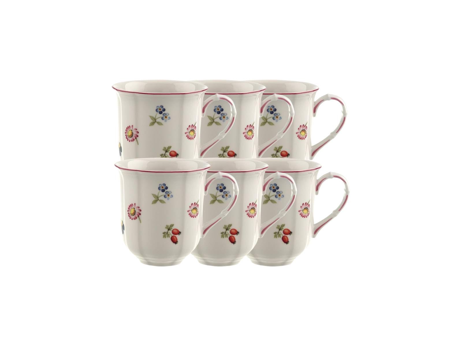 Villeroy & Boch 10-2395-4870 Petite Fleur Becher mit Henkel, Porzellan, Weiß, 32.20 x 21.5 x 11.70 cm, 6 Einheiten