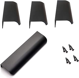 Maniglia per Mobile Cucina, Maniglia del Cassetto per Cucina e Armadi, Moderna Montaggio Nascosto Europeo, Nera, 150mm