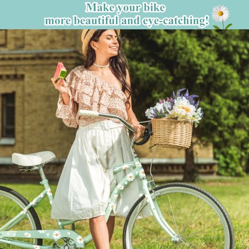 Daisy Bike Stickers, 2 Sheets Bike Frame Stickers Waterproof Bicycle Stickers Daisy Flower Stickers for Girls Bike Frame Decorative - Image 4